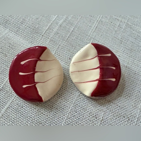 Other - Elegant Ceramic Coasters - Red and Cream